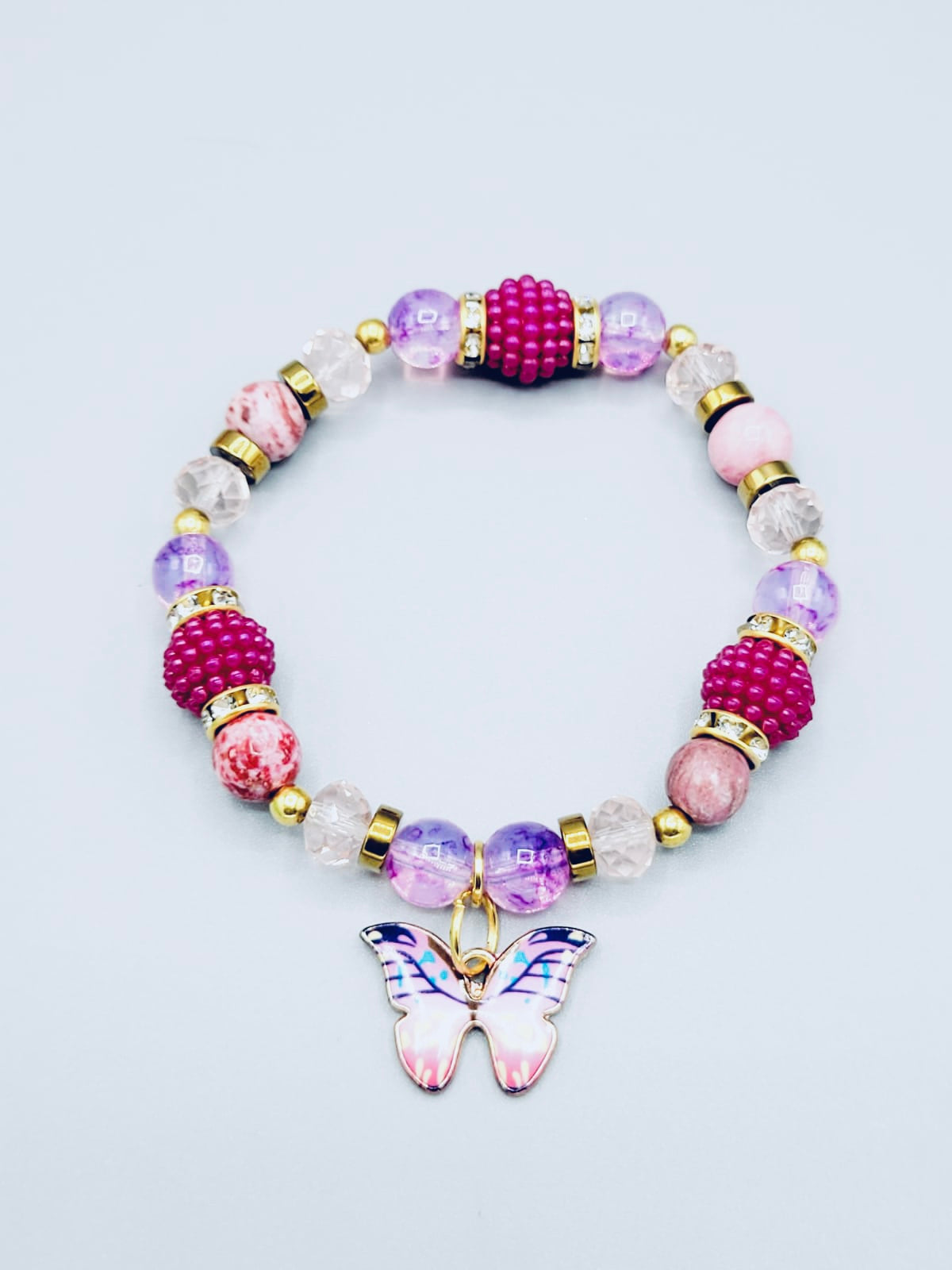 Fuchsia And Purple Butterfly Bracelet