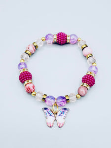 Fuchsia And Purple Butterfly Bracelet