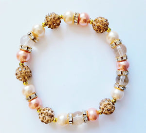 Peach And Cream Rhinestone Bracelet