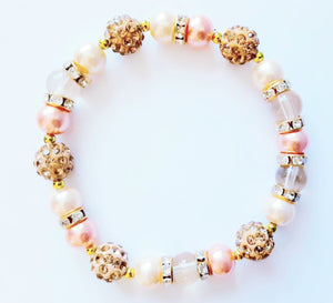 Peach And Cream Rhinestone Bracelet