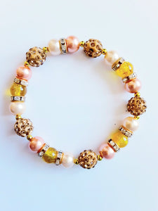 Cream And Yellow Rhinestone Bracelet