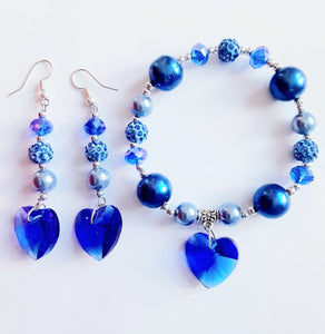 Sapphire Blue Heart 2 Pcs Set