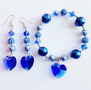 Sapphire Blue Heart 2 Pcs Set