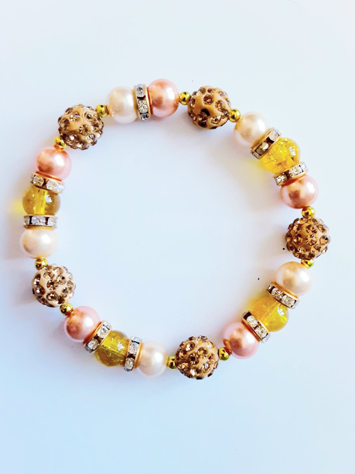 Cream And Yellow Rhinestone Bracelet