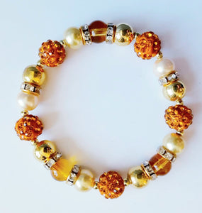 Orange And Yellow Rhinestone Bracelet