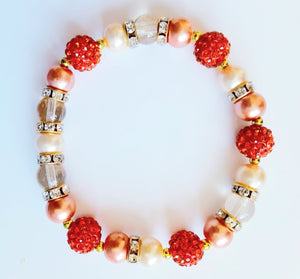 Neon Orange Rhinestone Bracelet