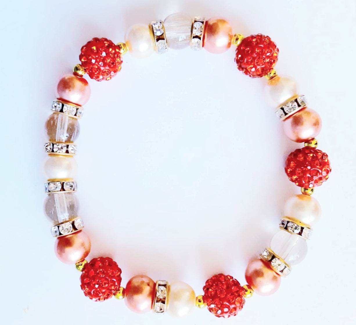 Neon Orange Rhinestone Bracelet