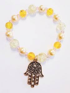 Yellow Fatima Hand Bracelet