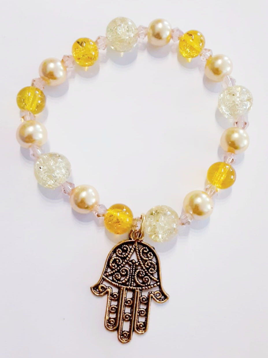 Yellow Fatima Hand Bracelet