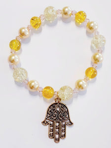 Yellow Fatima Hand Bracelet
