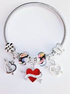 Red Heart Bangle Bracelet