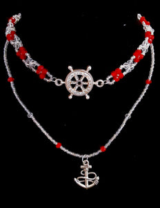 Red Rudder And Anchor Necklace