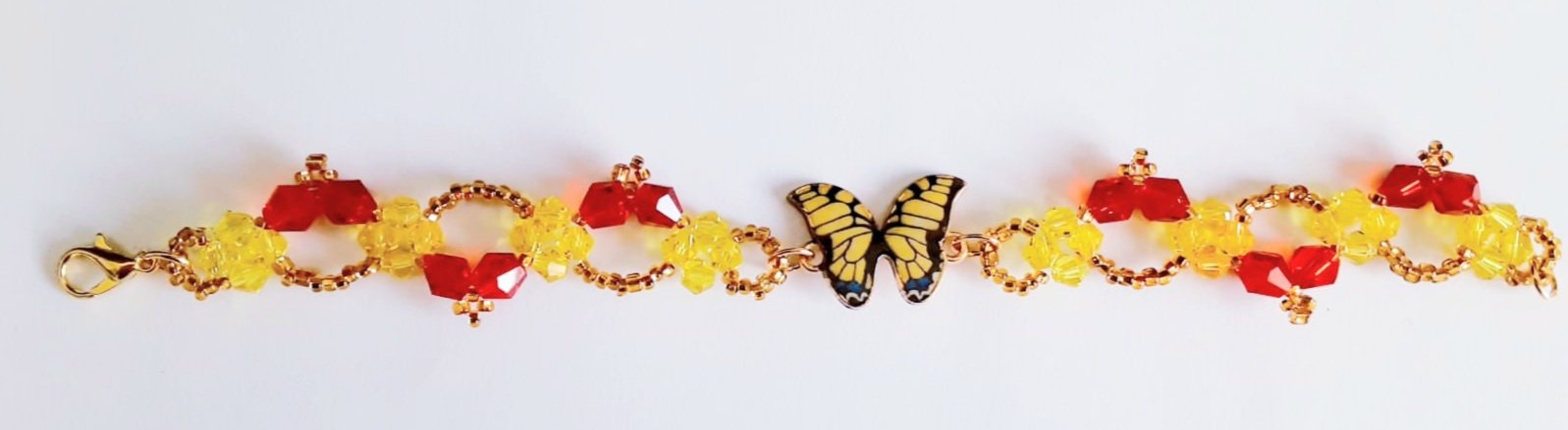 Yellow And Red Butterfly Bracelet