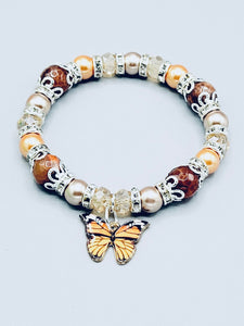 Orange And Brown Butterfly Bracelet