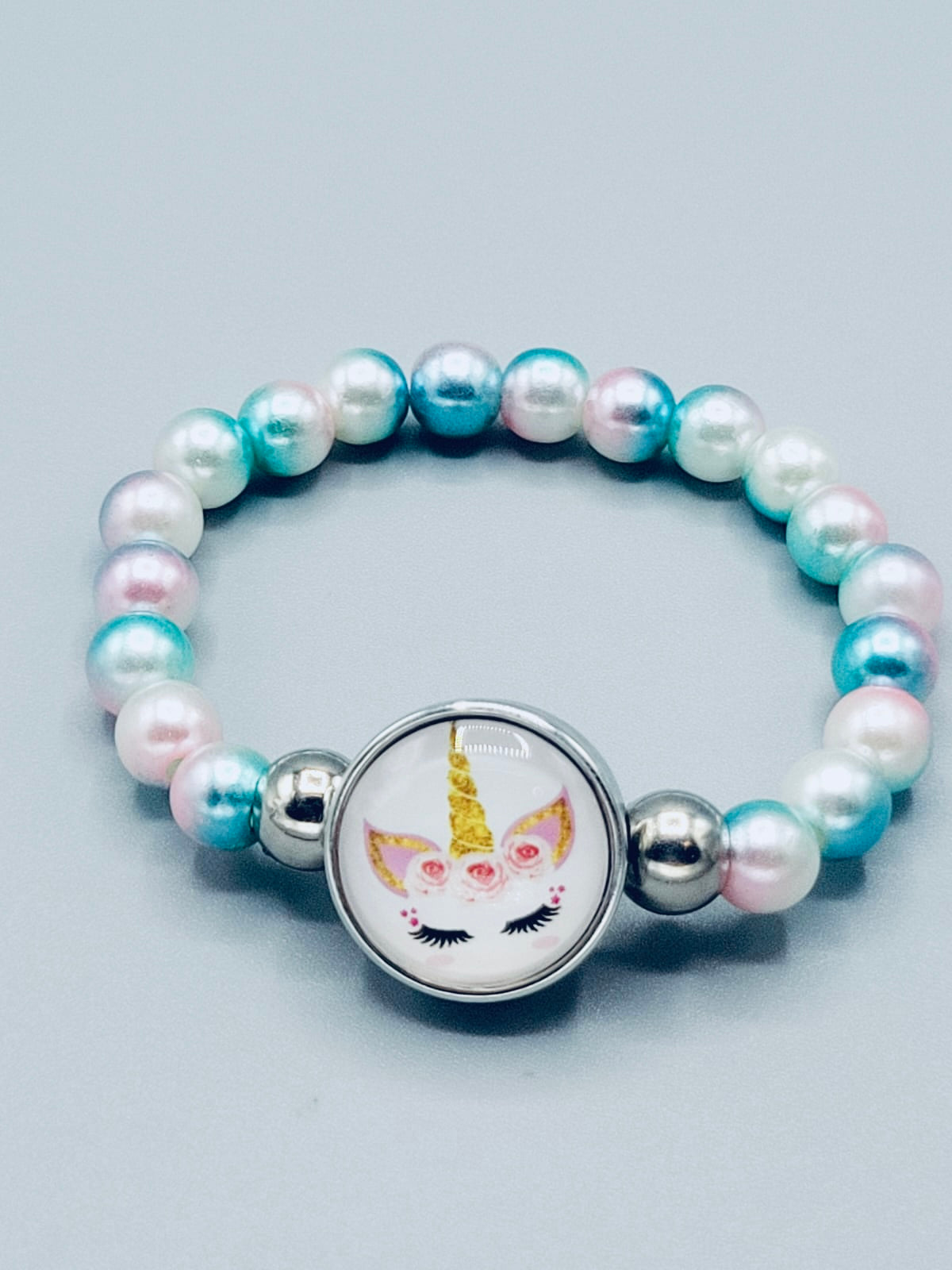 Aquamarine And White Unicorn Bracelet