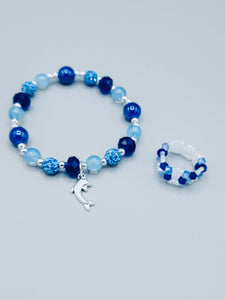 Sapphire Blue And Aquamarine Dolphin Set