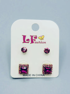 Fuchsia Square-Shaped Earrings