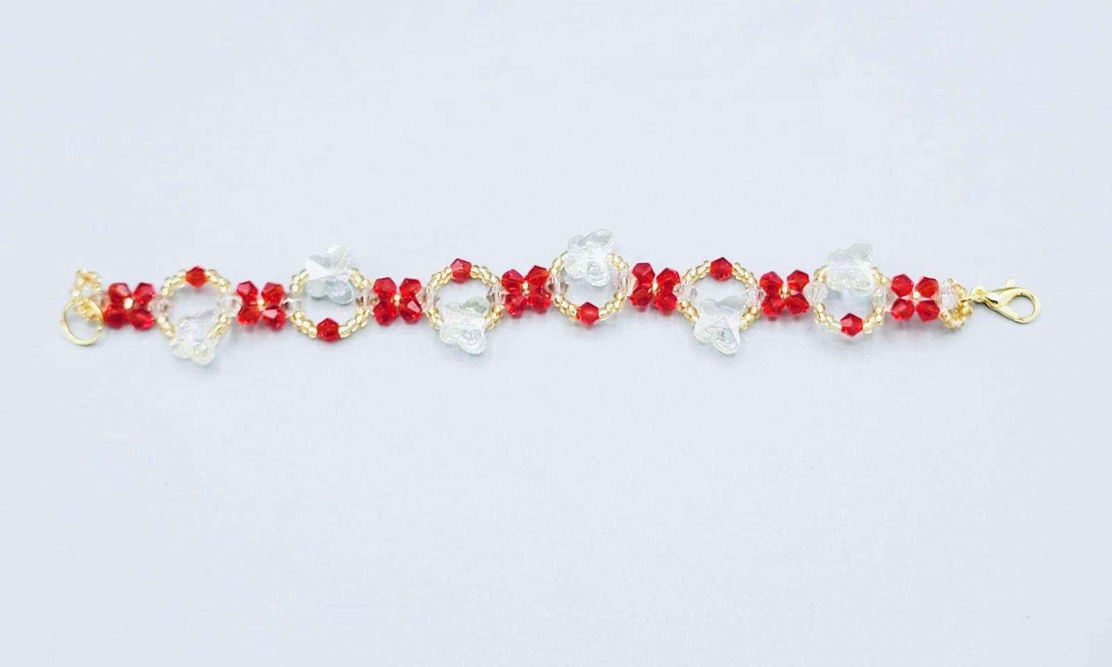 Red And Clear Buttefly Bracelet