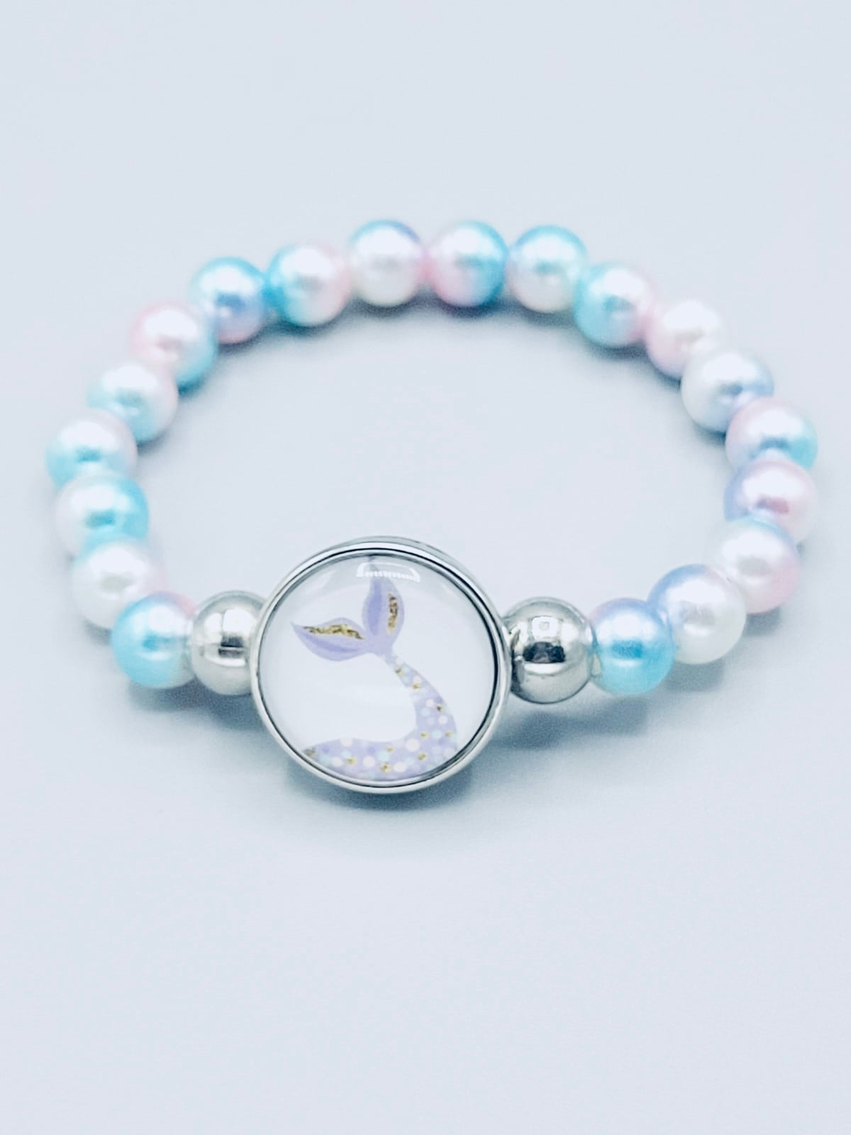 Aquamarine And White Mermaid Tail Bracelet