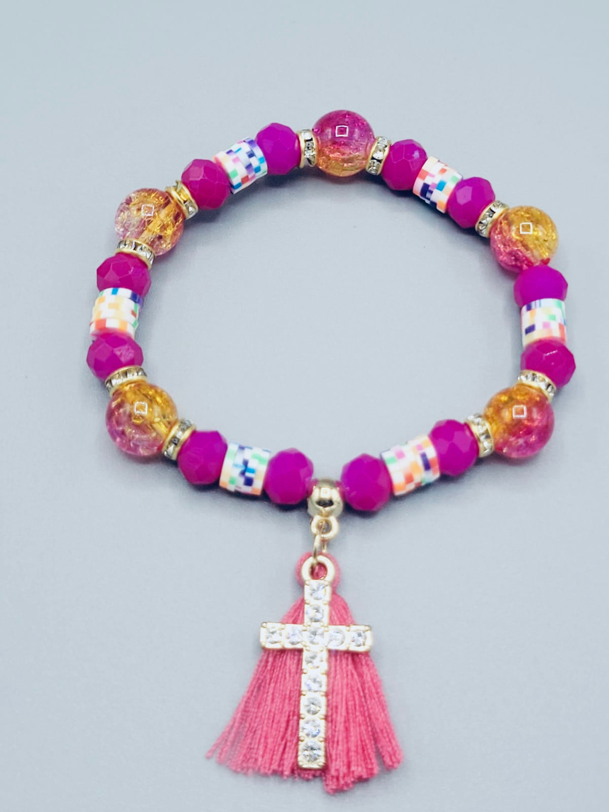Fuchsia Cross Bracelet