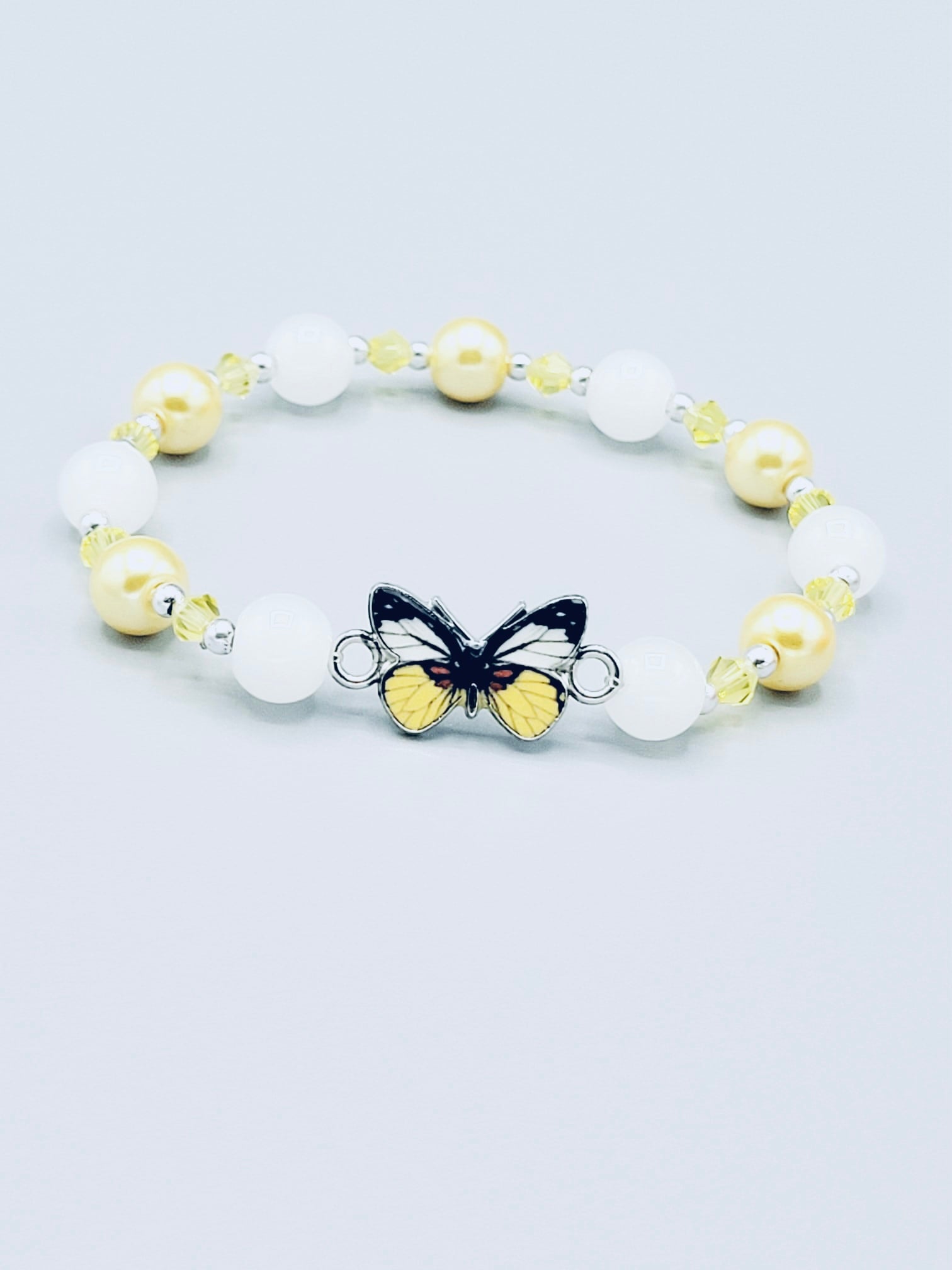 Yellow And White Butterfly Bracelet