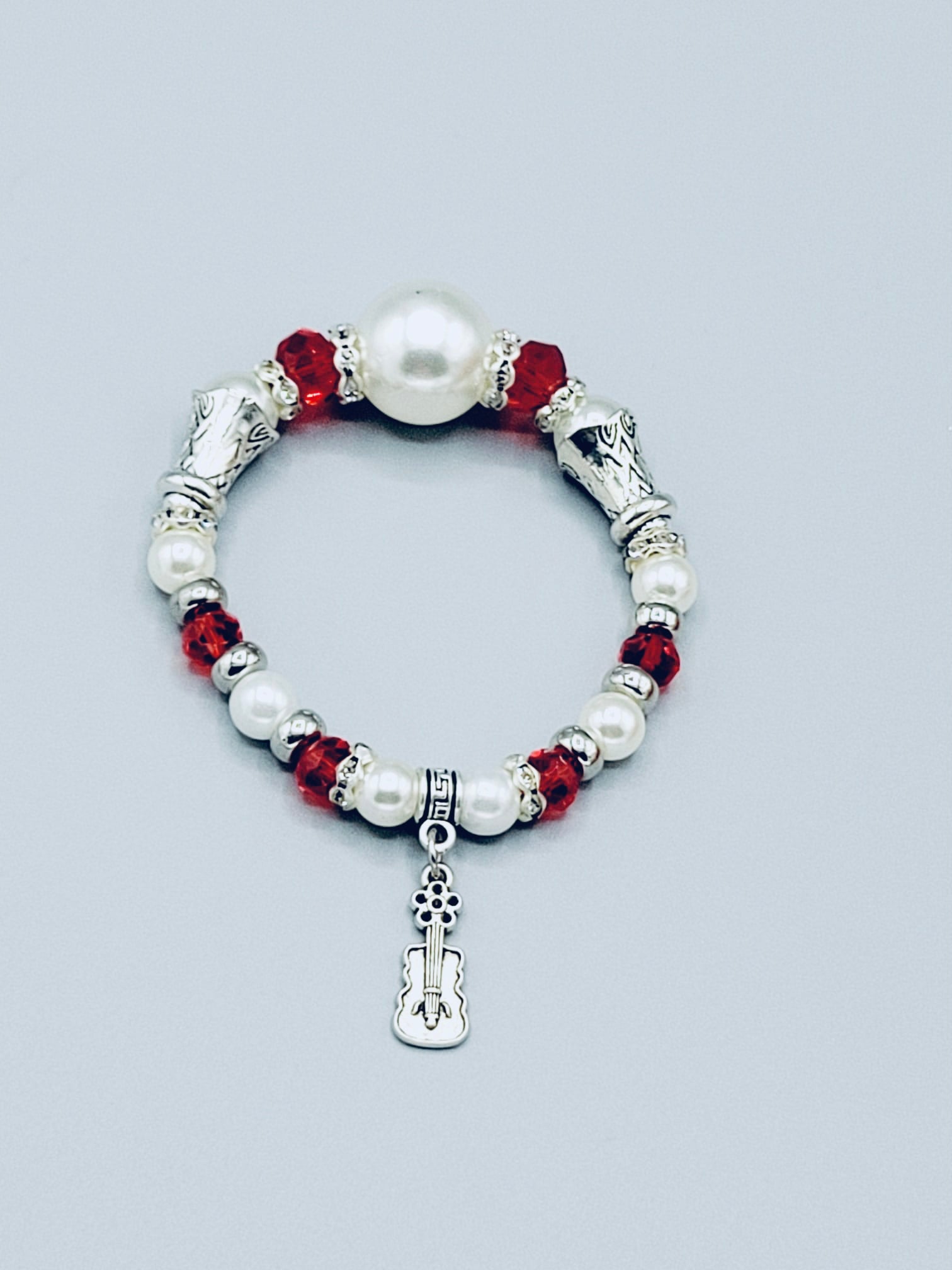 White And Red Fiddle Bracelet