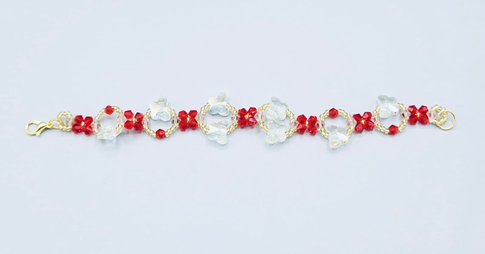 Red And Clear Buttefly Bracelet