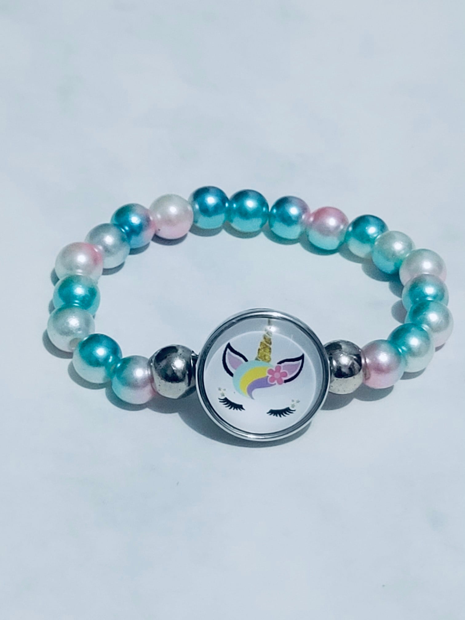 Pink And Aquamarine Unicorn Bracelet